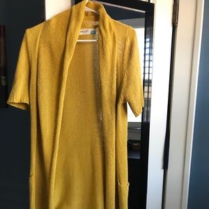 Long Knitted Cardigan - Mustard Color